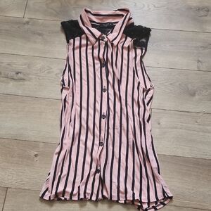 Love J Pink and Black Lace Trim Top